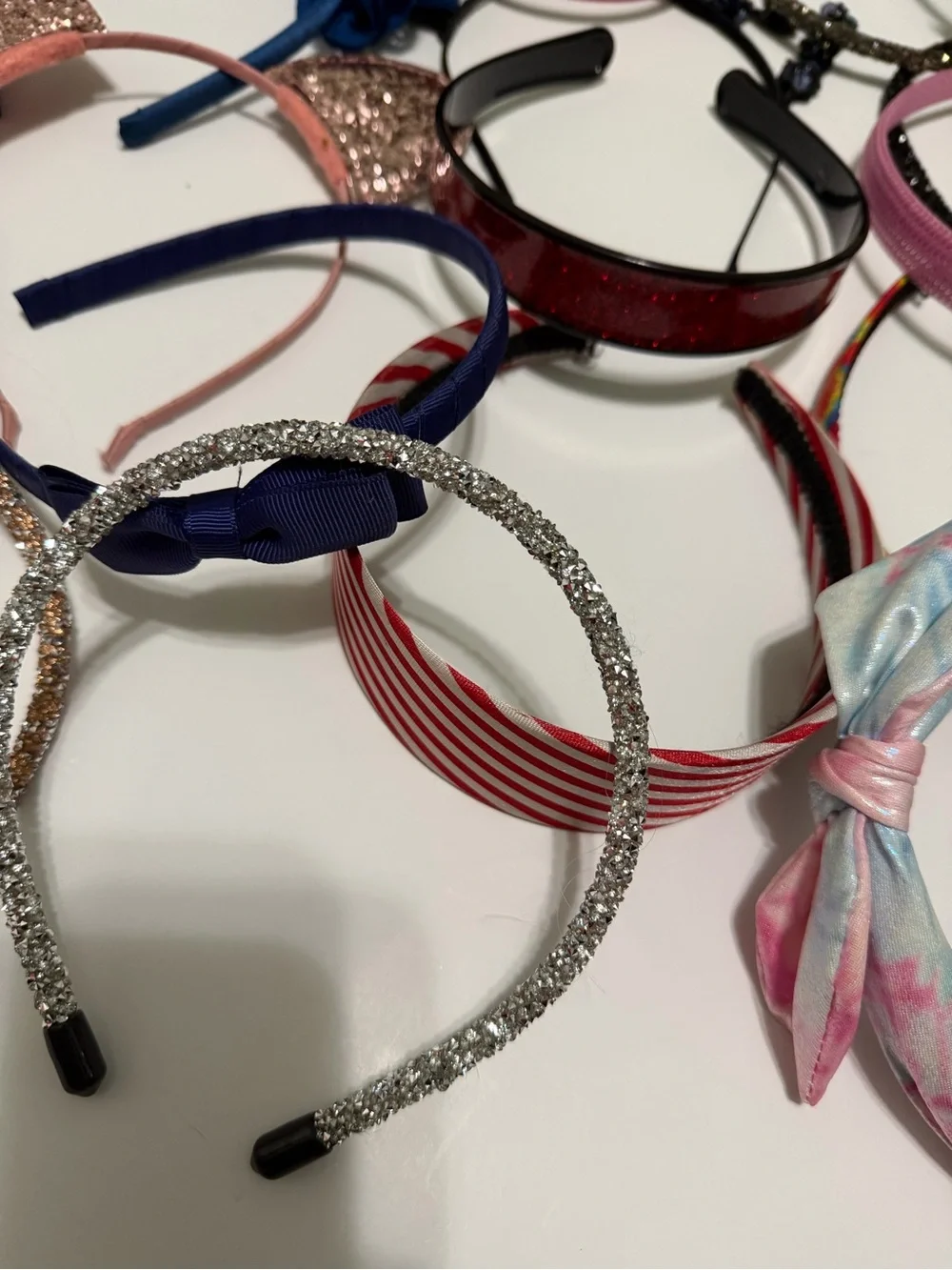 Head bands large lot variety of colors sparkly unicorn etc